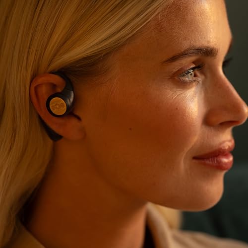 House of Marley Liberate Open-Ear True Wireless Earbuds, 20 Hrs Total Playtime, Quick Charge, Built-in Microphones, 12mm Drivers, Sustainable and Eco-Friendly Design (Signature Black) - color: Signature Black