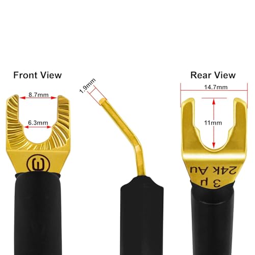 WORLDS BEST CABLES 5 Foot WBC-GOLD-LOCAP-SPKR-12 AWG - Low-Capacitance - Low-Inductance - High Purity OFC - Audiophile HiFi Speaker Cable Pair with Eminence Gold Banana (x2) & Spade (x2) Plugs - size: 5 FT, style: 2 Cables - Banana-Spade