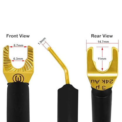 WORLDS BEST CABLES 5 Foot WBC-GOLD-LOCAP-SPKR-12 AWG - Low-Capacitance - Low-Inductance - High Purity OFC - Audiophile HiFi Speaker Cable Pair with Eminence Gold Banana (x2) & Spade (x2) Plugs - size: 5 FT, style: 2 Cables - Banana-Spade