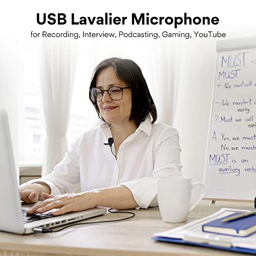 MAONO UL10 USB Lavalier Microphone, 192kHz/24bit for Interview and Vlogging | Omnidirectional, Plug & Play for PC, Computer, Mac, Laptop, Conference Calls, YouTube Video, Dictation, Meeting, Recording
