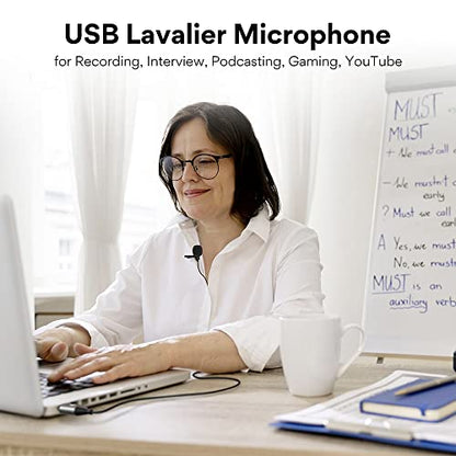 MAONO UL10 USB Lavalier Microphone, 192kHz/24bit for Interview and Vlogging | Omnidirectional, Plug & Play for PC, Computer, Mac, Laptop, Conference Calls, YouTube Video, Dictation, Meeting, Recording