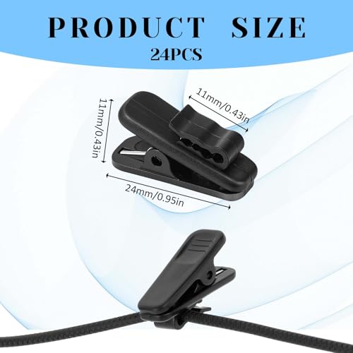 Psyqtsuary 24 PCS Lapel Mic Clip, Headset Wire Clips for Earphone Wire, 1 Inch Length Small Earphone Wire Clip Black Headphone Mount Cable Clothing Clip Earbud Clip for Most Headset Wire Earphone