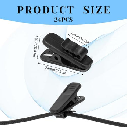 Psyqtsuary 24 PCS Lapel Mic Clip, Headset Wire Clips for Earphone Wire, 1 Inch Length Small Earphone Wire Clip Black Headphone Mount Cable Clothing Clip Earbud Clip for Most Headset Wire Earphone