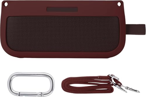 co2CREA Soft Silicone Case for Bose SoundLink Flex Bluetooth Speaker, Red | Adjustable Shoulder Strap, Crossbody Carrying, Aluminum Carabiner, Lightweight - color: Carmine Red Case