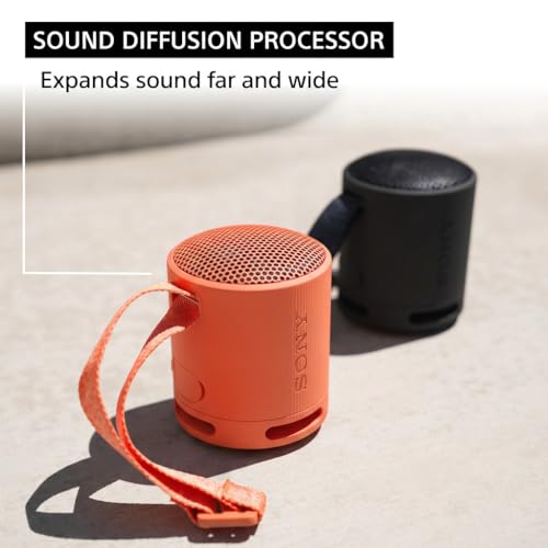 Sony SRS-XB100 Wireless Bluetooth Portable Lightweight Speaker, Orange | 16 Hr Battery, Super-Compact Travel Speaker, IP67 Waterproof & Dustproof Shower Speaker, Versatile Strap, Hands-free Calling - color: Orange