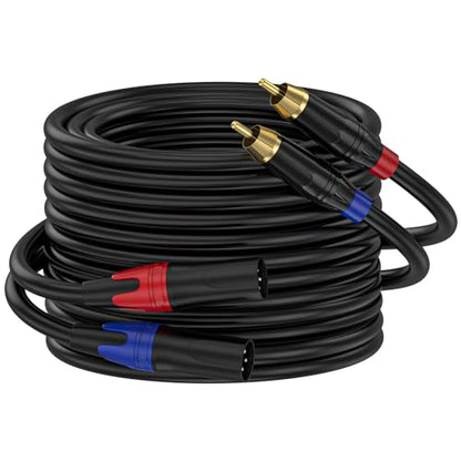 25ft RCA to XLR Cable - 4N OFC, Dual RCA Male to Dual XLR Male, HiFi Audio, Amplifier, Mixer, Microphone - size: 25FT-RCA Male to XLR Male