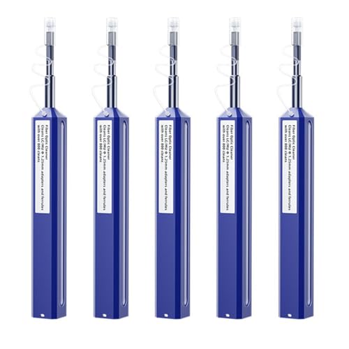 Fiber Pen Cleaner for LC/MU Connectors, 1.25mm UPC/APC Ferrule Cleaner, One-Push Fiber Optic Cleaning Tool with Extendable Probe (2.38” to 3.63”), 800+ Cleans per Unit, Anti-Static - 5 Pack - size: 1.25mm