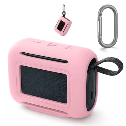 Silicone Cover Case for JBL Go 5 Bluetooth Speaker, Portable Speaker Travel Case Protective Cover Sleeve with Carabiner for JBL Go 5, Dustproof, Shockproof and Scratch-resistant (Pink) - color: Pink