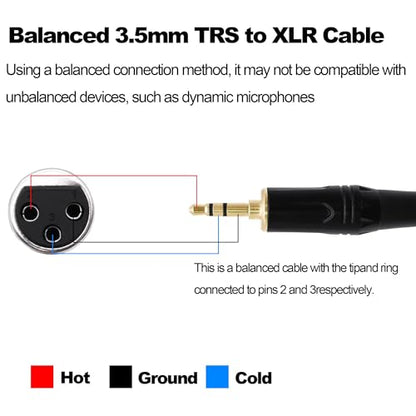 3.5mm TRS to XLR Male Balanced Audio Cable Adapter 1M | Right Angle XLR Male to 1/8 inch Male,HiFi Stereo Speaker Cord,for Smartphone Laptop Mixer Speake - style: male to female