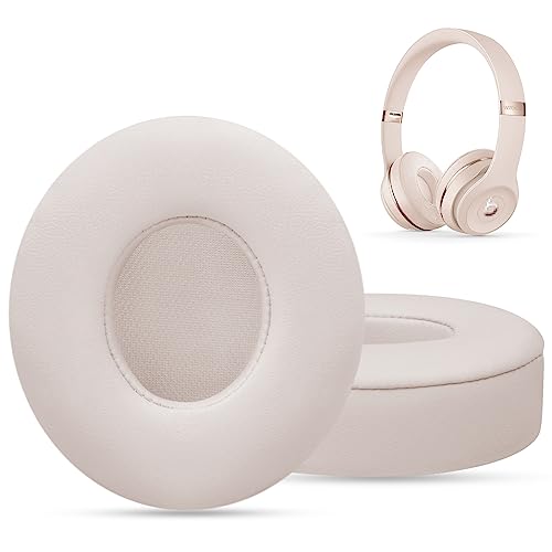 Ear Pads Replacement for Beats Solo 3 - GVOEARS Earpad Cushions Covers for Solo 2 Solo 3 Wired Wireless ON-Ear Headphones with Noise Isolation Memory Foam Protein Leather (Light Pink) | Protein Leather with Thick Foam for Beatter Noise Isolation (Light Pi