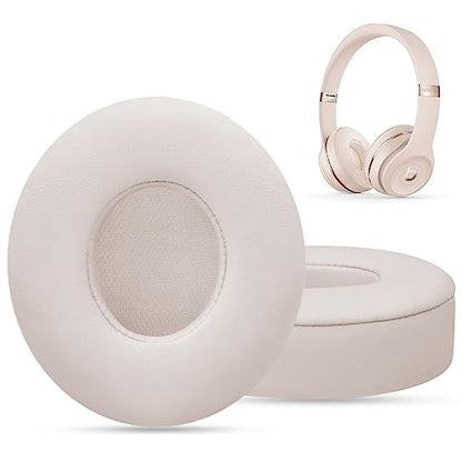 Ear Pads Replacement for Beats Solo 3 - GVOEARS Earpad Cushions Covers for Solo 2 Solo 3 Wired Wireless ON-Ear Headphones with Noise Isolation Memory Foam Protein Leather (Light Pink) | Protein Leather with Thick Foam for Beatter Noise Isolation (Light Pi