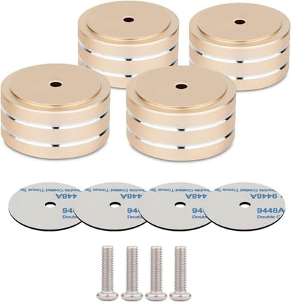 4Pcs Audio Isolation Feet Load 400KG Anti Vibration Pads 40 * 20mm(Gold) | Aluminum Hifi Isolation Footer with Threaded Screw&Adhesive fit Speaker/amplifier/turntable/subwoofer/Record Player/Equipment - color: Gold