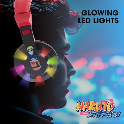 Naruto Gaming Headset with Mic, Wired Headphones, Microphone, LED Lights | Naruto wired gaming headset, mic, LED lights, padded over-ear comfort, enhanced audio, PC gaming setup. - color: Naruto
