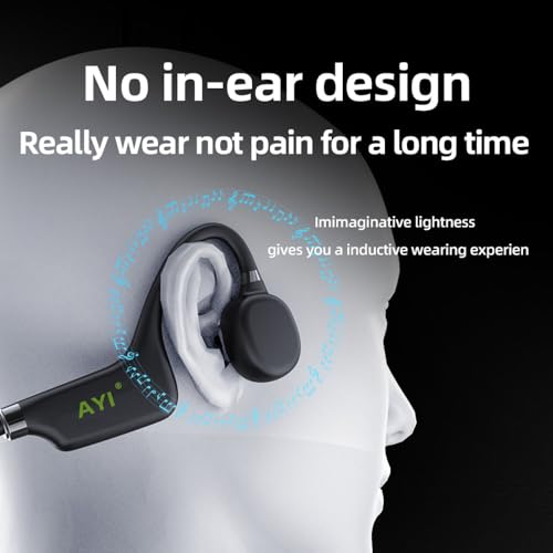 AYI True Bone Conduction Headphones Open Ear Headset Able to be a MP3 Player with Micro Disk Stereo Bluetooth Earphone for Driving Bicycling Running Skiing-X9 Black - color: X9 Black