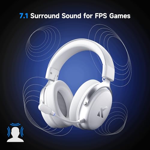 V9 PRO Wireless Gaming Headset 7.1 Surround Sound for PS5 PS4 PC SWITCH TOPSPEED Gaming Headphones, Noise Canceling Mic, 250Hr Battery, Low 15ms Latency, Lightweight, BT 5.3 FPS Games Icy&White - color: V9PRO-IcyWhite