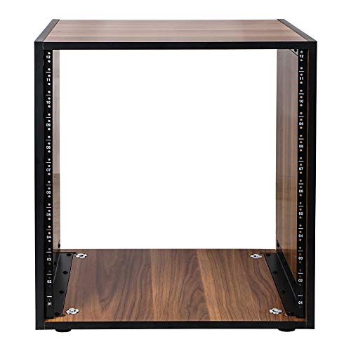 Sound Town DIY 12U Studio Rack with Furniture Grade Walnut Laminate, Rubber Feet, Casters (SDRK-12WN) - size: 12U w/ Casters