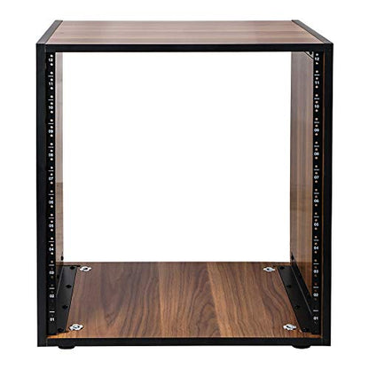 Sound Town DIY 12U Studio Rack with Furniture Grade Walnut Laminate, Rubber Feet, Casters (SDRK-12WN) - size: 12U w/ Casters