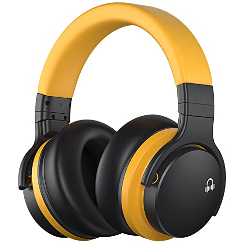 MOVSSOU Million Sold Classic E7 Active Noise Cancelling Headphones | Upgraded HD Sound, Wireless Bluetooth Headphones Over The Ear Unequaled Comfort, Vivid Deep Bass, for Home Office Travel Gift - color: Deep Yellow