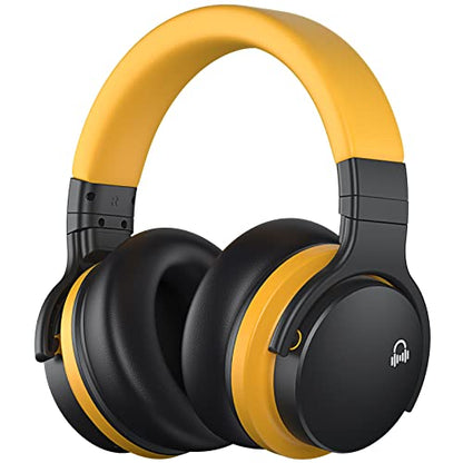 MOVSSOU Million Sold Classic E7 Active Noise Cancelling Headphones | Upgraded HD Sound, Wireless Bluetooth Headphones Over The Ear Unequaled Comfort, Vivid Deep Bass, for Home Office Travel Gift - color: Deep Yellow