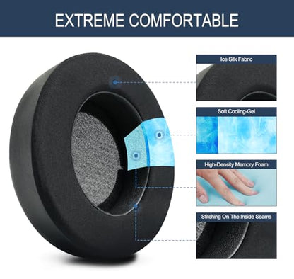 Cooling-Gel Ear Pads Cushions for Razer Kraken Pro V2 & Razer Kraken 7.1 V2 | Replacement Ear Cups Earmuffs Made of Ice Silk Fabric & Memory Foam, Easy Installation - Black