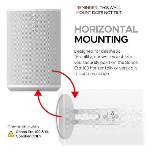 ERA 100 Wall Mount Bracket, Low Profile, White, Twin Pack (2pcs) | Compatible with Sonos ERA100 & ERA 100 SL Speaker, Complete with All Fixing Hardware, Double, Pair - color: White, size: Twin Pack