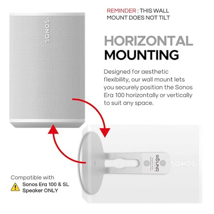 ERA 100 Wall Mount Bracket, Low Profile, White, Twin Pack (2pcs) | Compatible with Sonos ERA100 & ERA 100 SL Speaker, Complete with All Fixing Hardware, Double, Pair - color: White, size: Twin Pack