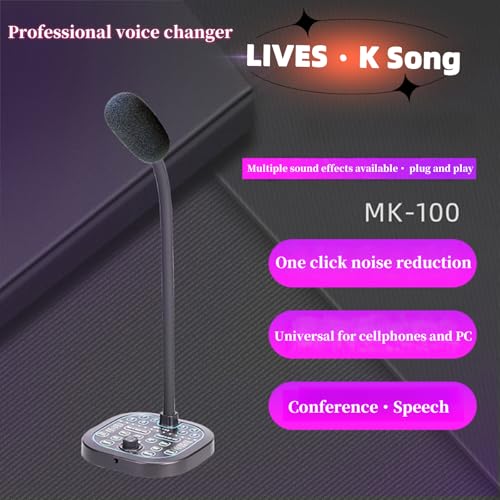 USB Computer Microphone,Easy-to-Use Real-Time Changing Voice Changer Microphone Desktop Mac for PC/Laptop/Smartphone/Tablet for Online Chatting, Home Studio, Podcasting, Gaming, Skype, YouTube
