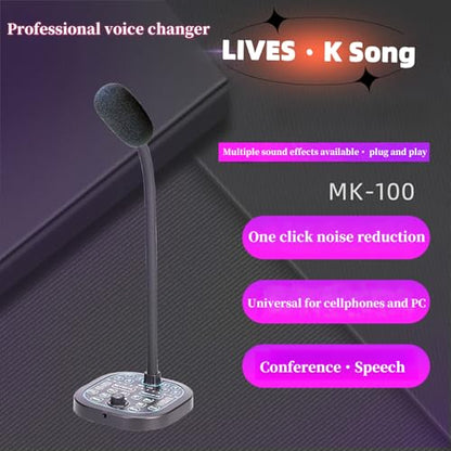 USB Computer Microphone,Easy-to-Use Real-Time Changing Voice Changer Microphone Desktop Mac for PC/Laptop/Smartphone/Tablet for Online Chatting, Home Studio, Podcasting, Gaming, Skype, YouTube