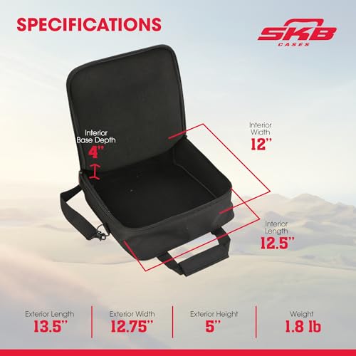SKB Cases 1SKB-UB1212 UB Series 1212 Mixer Case, Padded Audio Equipment Bag for DJ Controller, Recorder and Studio Gear, 12 x 12 x 4 Inch, Black | Fits controllers recorders and studio equipment, doubles as gear-carrying solution, protects knobs and fader