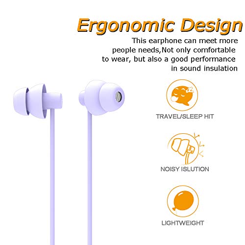 MAXROCK (TM Total Soft Silicon Headphones with Mic Sleep Travel Choice for Cellphones Tablets and 3.5mm Jack (Violet) | Sleep Travel Choice, Cellphones Tablets Compatible, 3.5mm Jack - color: violet purple