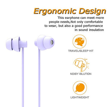 MAXROCK (TM Total Soft Silicon Headphones with Mic Sleep Travel Choice for Cellphones Tablets and 3.5mm Jack (Violet) | Sleep Travel Choice, Cellphones Tablets Compatible, 3.5mm Jack - color: violet purple