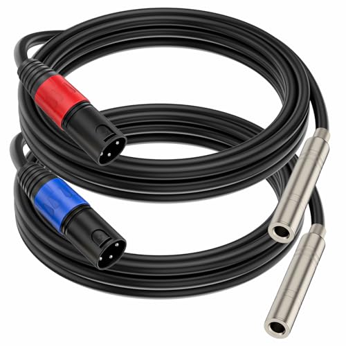 1/4“(6.35 mm) Female to XLR Male 3-Pin Socket Audio Cord, 6.6 Foot, 2 Packs, 6.35mm TRS/TS to XLR Jack Male Adapter, High-Purity 4N OFC Conductors, for Audio Electronic Devices - size: 6.6 foot, style: 1/4 female to XLR male
