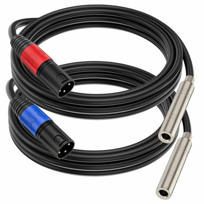 1/4“(6.35 mm) Female to XLR Male 3-Pin Socket Audio Cord, 6.6 Foot, 2 Packs, 6.35mm TRS/TS to XLR Jack Male Adapter, High-Purity 4N OFC Conductors, for Audio Electronic Devices - size: 6.6 foot, style: 1/4 female to XLR male