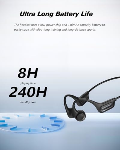Ultra-Comfortable Open-Ear sport Headphones for Running,Cycling,Gym,8Hr Premium Sound,Bluetooth5.3,IP56 Sweatproof Bone Conduction Tech,Secure Ergonomic Fit & Clear Calls,Wireless Workout Earphones