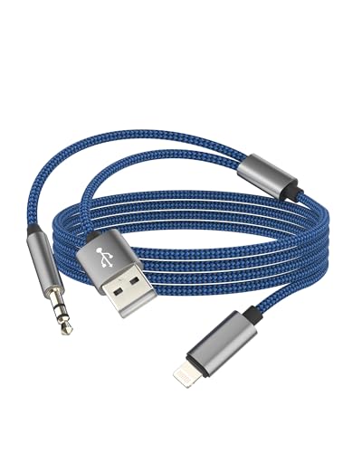 Aux to Lightning Cable for iPhone 14 13 Pro Max Adapter (1.2M) Long Car Audio USB 3.5mm Headphone Jack Cord Charger Play Adaptor for Apple Splitter Speaker Earphone for Ipad Plug Auxiliar Adaptador