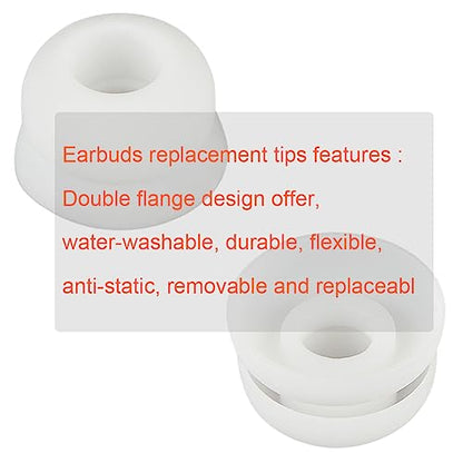6 Pairs Double Flange Earbud Tips Compatible with Beats Fit Pro Ear Tips Silicone Ear Bud Tips Replacement Earbuds Cap White S M L - color: White