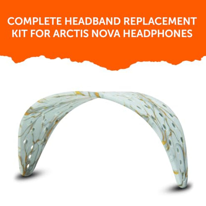 WC HeadbandZ Arctis Nova V2 - Upgraded Wide Silicone Headband Compatible with Arctis Nova Headsets by Wicked Cushions | Wider Weight-Distributing Design, Softer Flexible Silicone | Sage Gold Marble - color: Sage Gold Marble