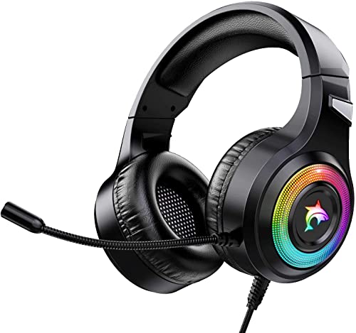 Odaban Gaming Headset Xbox One Headset with Stereo Surround Sound,PS4 Gaming Headset with Mic & LED Light Noise Cancelling Over Ear Headphones Compatible with PC, PS4,PS5, Xbox One,Mac