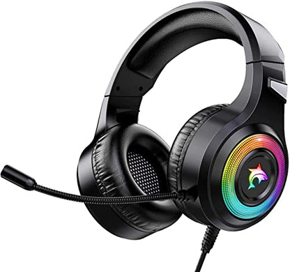 Odaban Gaming Headset Xbox One Headset with Stereo Surround Sound,PS4 Gaming Headset with Mic & LED Light Noise Cancelling Over Ear Headphones Compatible with PC, PS4,PS5, Xbox One,Mac