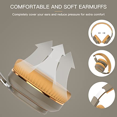 H7 Foldable Bluetooth Wireless Over Ear Headphones, Brown-Green | With1.5m Audio Cable, HiFi Stereo Lightweight Headset,With Mic,30H Playtime,For Travel/Gift/PC/Office/Cellphone - color: Brown-Green