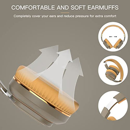 H7 Foldable Bluetooth Wireless Over Ear Headphones, Brown-Green | With1.5m Audio Cable, HiFi Stereo Lightweight Headset,With Mic,30H Playtime,For Travel/Gift/PC/Office/Cellphone - color: Brown-Green