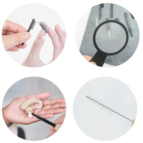 10 PCS Hearing Aid Cleaning Kits Hearing Amplifier Brush Tools Earbuds Headphones Cleaner Brush Kits with Case Set B - color: Black