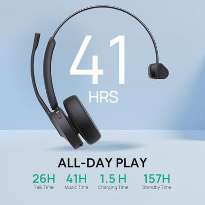 Yealink WH64 Hybrid Mono DECT Dongle & Bluetooth Wireless Teams Headset | Single On Ear Work Headphones for PC, Laptop, Cell Phone, 492ft Range, 3X Mic Noise Canceling, 26H Talk Time - style: WH64 Hy-Mono Teams( DECT Dongle)