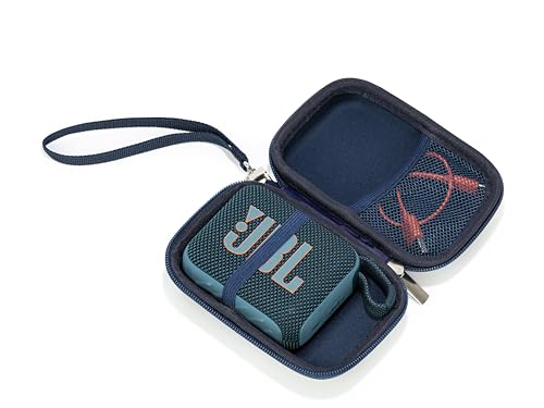 Ginsco Case for JBL Go 4 - Ultra-Portable, Waterproof and Dustproof Bluetooth Speaker, for Go 3 - Mini Bluetooth Speaker, Travel Carrying Case Hard Shell Cases with Detachable Strap (Blue) - color: Blue