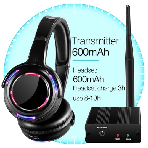 10pcs Bundle Wireless Silent Disco LED Flashing Light Headphones with 1 Transmitter 500m Distance