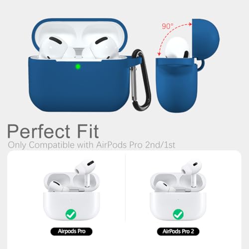 Lerobo for AirPod Pro Case, Soft Silicone Cover with Keychain, Blue | Drop Protection, Scratch & Dust Resistant, Wireless Charging, Compatible with Apple AirPods Pro 2/1 Case Cover for Women Men - color: Blue