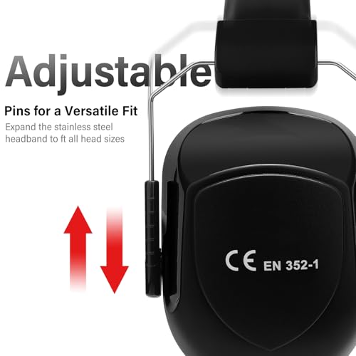 Noise Reduction Ear Protection Ear Muffs, Shooting Ear Protection, SNR 28dB Noise Cancelling Headphones for Adults Kids Autism, Hearing Protection for Shooting,Gun Range,Mowing - color: Black With Red