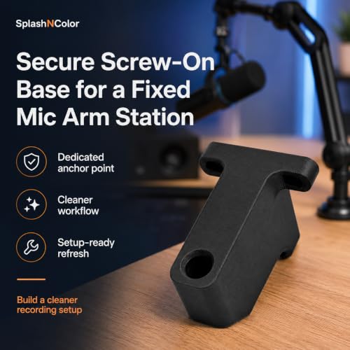 SplashNColor Wall Mount Bracket Compatible with Rode PSA1 Studio Boom Arm – Secure Screw-On Base | Fixed Mic Arm Station | Flat Surface Workstation Adapter