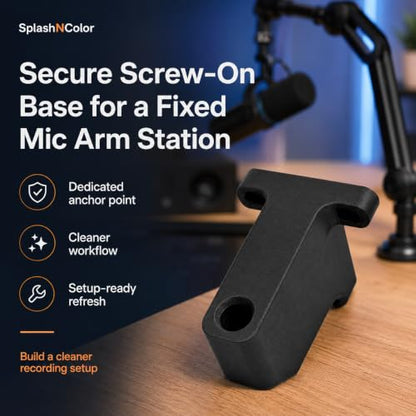 SplashNColor Wall Mount Bracket Compatible with Rode PSA1 Studio Boom Arm – Secure Screw-On Base | Fixed Mic Arm Station | Flat Surface Workstation Adapter