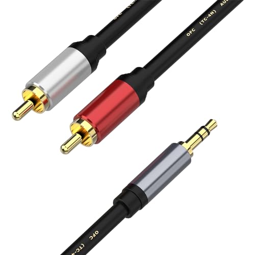 3.5mm to RCA Cable 3.3FT, 3.5mm to 2-Male RCA Auxiliary Stereo Audio Y Splitter Gold-Plated for Smartphones, MP3, Tablets, Speakers, Home Theater, HDTV (3.3FT/1M) - size: 1M/3.3FT, style: Straight